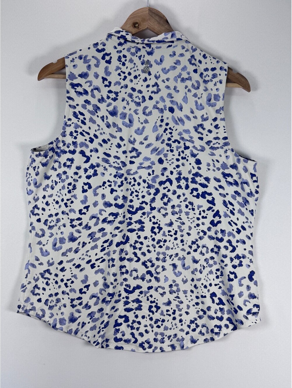 Tommy Bahama IslandZone Top Womens Large Blue Leopard Sleeveless Polo Zip - Picture 4 of 8